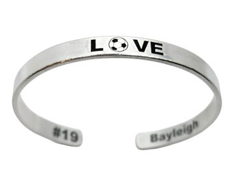 PERSONALIZED SOCCER BRACELET, Girls Soccer Jewelry That Will Not Tarnish! Great Team Gift