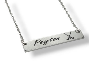 Personalized Field Hockey Necklace: Engraved Name