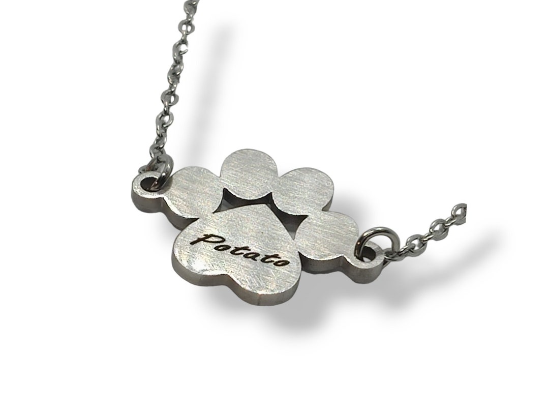 DOG PAW Necklace,dog Memory Necklace,personalized Stainless Steel Pet Paw Necklace Etsy