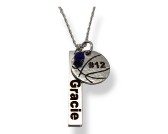 BASKETBALL NECKLACE For Girls, Personalized Basketball Necklace, Affordable Team Gift For End of Season Banquet