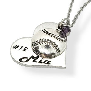 SOFTBALL NECKLACE, Softball Gifts For Girls, Personalized Team Jewelry