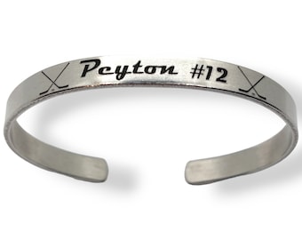 Personalized Hockey Bracelet: Engraved Name & Number, Hockey Gift