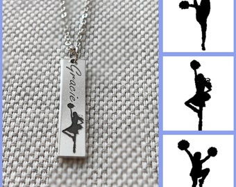 PERSONALIZED CHEER NECKLACE For Her, Will Not Tarnish, Affordable Team Gift For End of Season Banquet, Personalized Team Bar Necklace