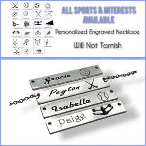 PERSONALIZED TEAM NECKLACE, Affordable End of Season Gift That Will Not Tarnish! Senior Banquet Present, Girls Athletic Jewelry