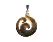 Ocean Wave Koru Maori Shell Pendant Light weight shell with suede leather lace Necklace