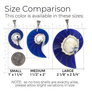 Large Real Nautilus Shell Necklace Pendant in Royal Sapphire Blue Resin Strength, Resilience, Growth Handmade Jewelry image 9