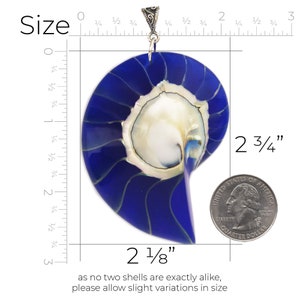 Large Real Nautilus Shell Necklace Pendant in Royal Sapphire Blue Resin Strength, Resilience, Growth Handmade Jewelry image 6