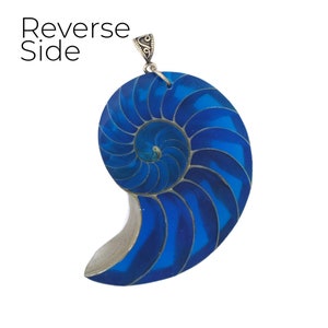 Large Real Nautilus Shell Necklace Pendant in Royal Sapphire Blue Resin Strength, Resilience, Growth Handmade Jewelry image 5