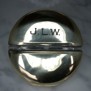 Mary Dunhill Yellow Gold Washed Sterling Silver and Molded Glass Monogrammed Perfume Bottle
