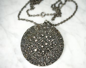 Silver Tone Brutalist Style Pendant with Cable Chain