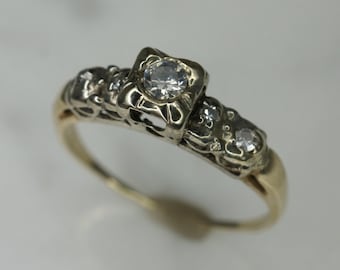 14k Yellow Gold and Diamond Engagement Ring .19 Total Carat Weight