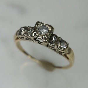 14k Yellow Gold and Diamond Engagement Ring .19 Total Carat Weight