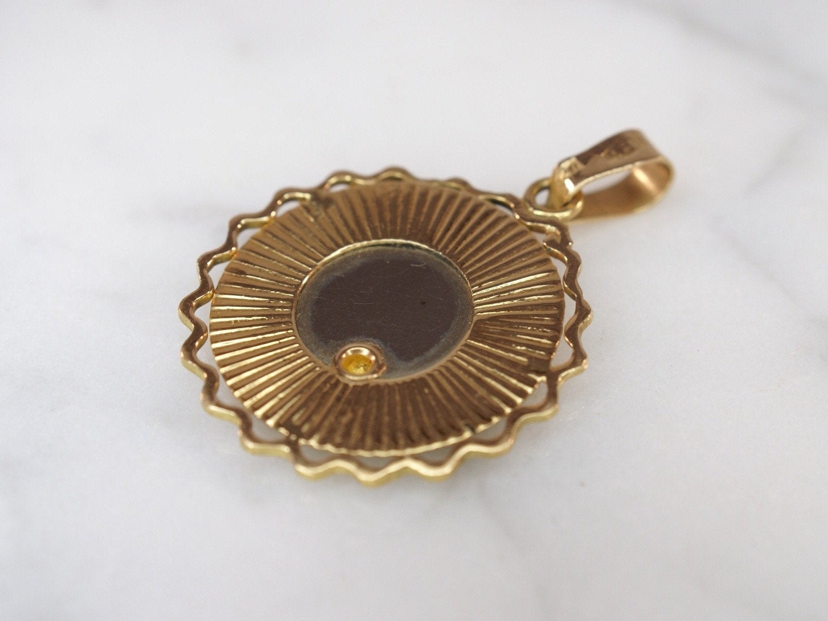 18K Yellow and White Gold Our Lady of Sorrows Medal Pendant - Etsy