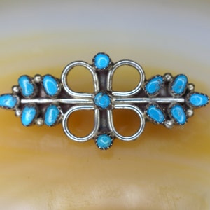 Sterling Zuni Style Turquoise Pin