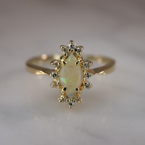 14K Yellow Gold, Ethiopian Opal, and Diamond Ring