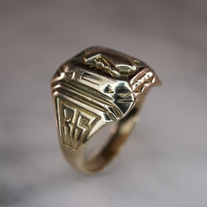 Herff Jones Art Deco Style 10K Yellow Gold Class Ring image 8