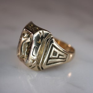 Herff Jones Art Deco Style 10K Yellow Gold Class Ring image 3