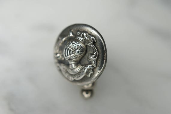 German Sterling Silver Knight's Helmet Tie Tack L… - image 2