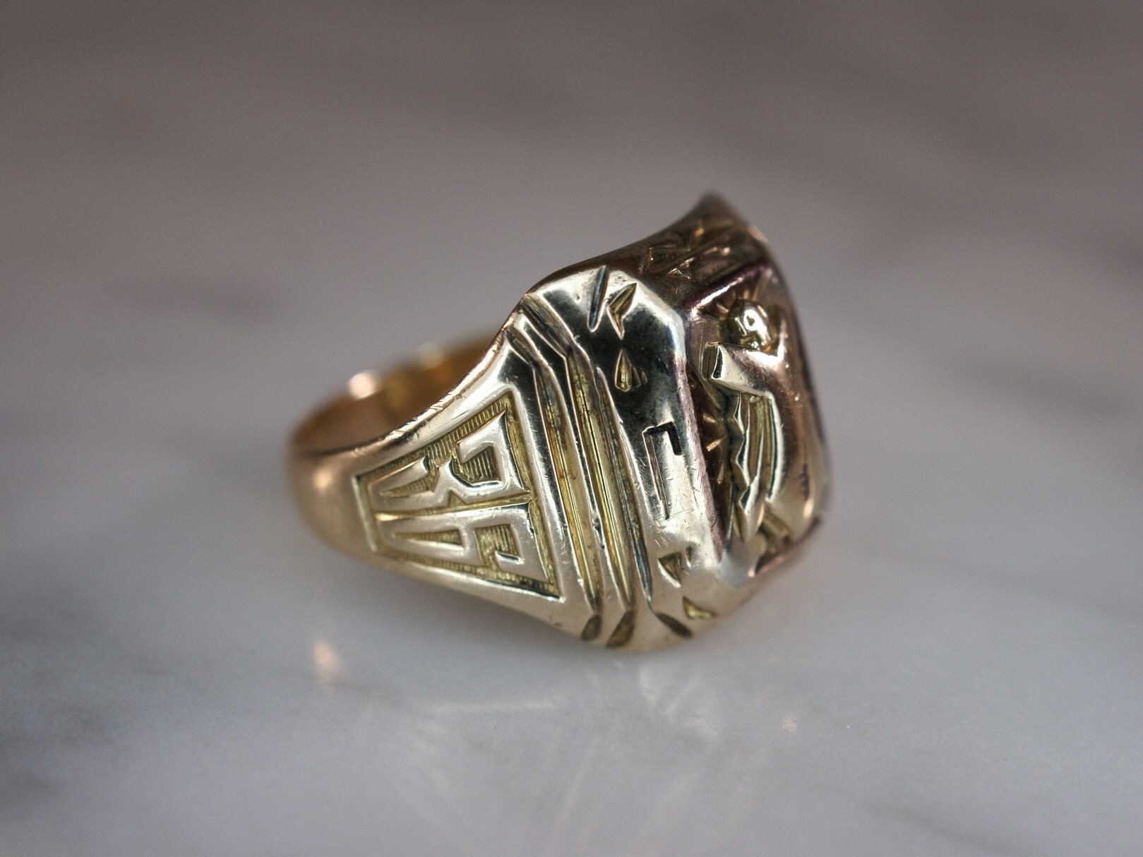 Herff Jones Art Deco Style 10K Yellow Gold Class Ring - Etsy Herff Jones Art Deco Style 10K Yellow Gold Class Ring - Etsy
