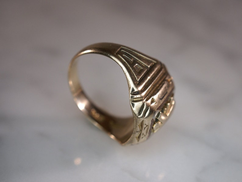 Herff Jones Art Deco Style 10K Yellow Gold Class Ring image 9