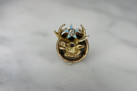 Elks Lodge 10k Yellow Gold, Diamond, Garnet, and … - image 2