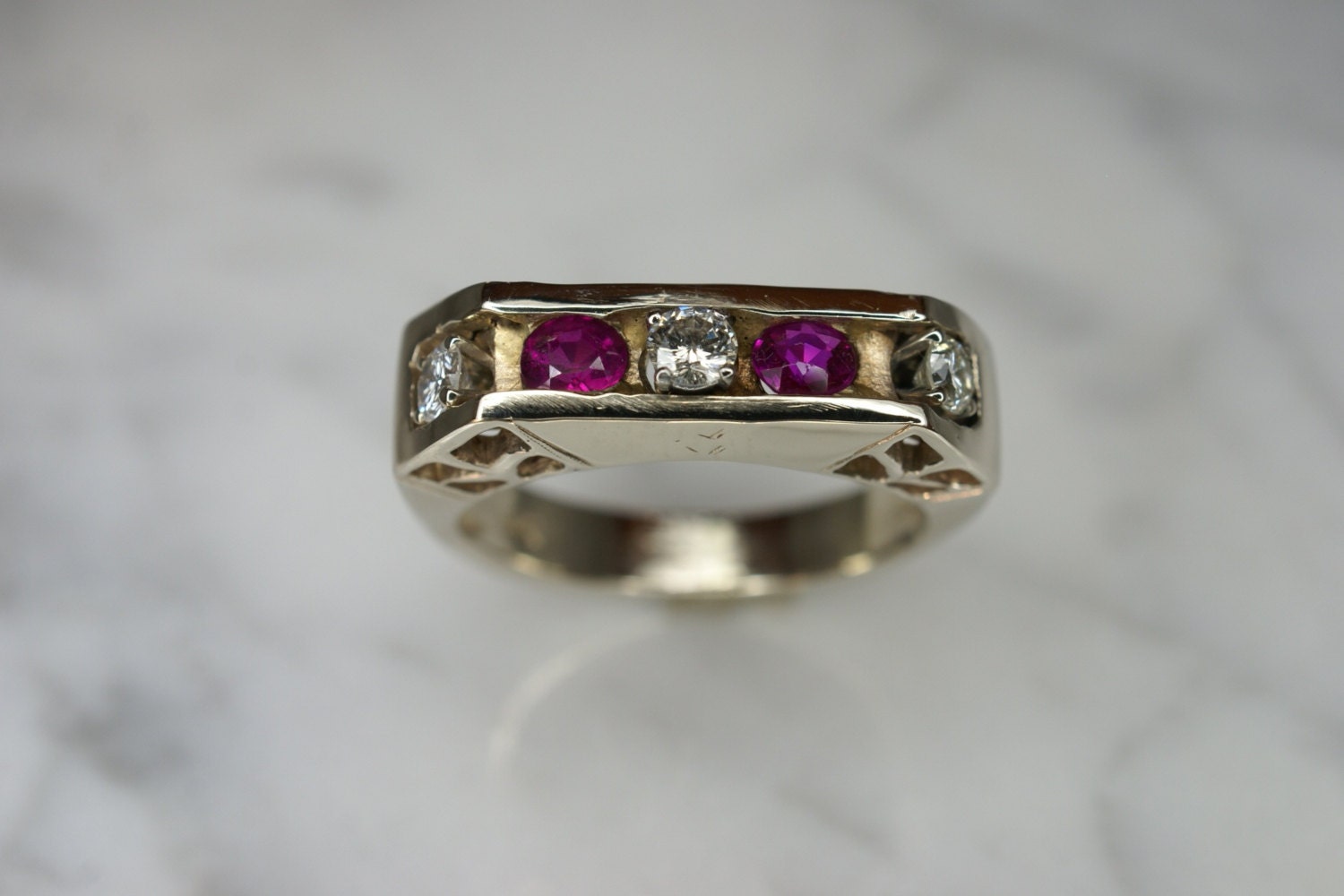 Handmade 14k White Gold Diamond and Pink Tourmaline Ring - Etsy