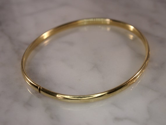 14K Yellow Gold Etched and Engraved Bangle Bracel… - image 6