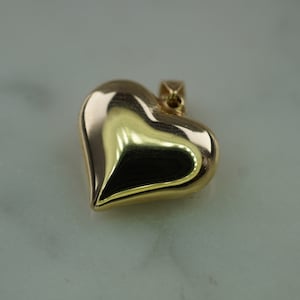 14K Yellow Gold Puffy Heart Pendant