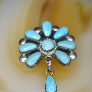 Sterling Zuni Style Turquoise Pin or Pendant