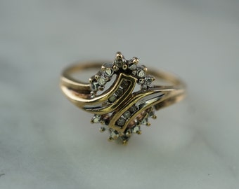 10K Yellow Gold Diamond Bypass Ring