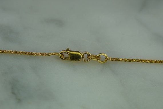 14K Yellow Gold Wheat Weave Chain Necklace with L… - image 7