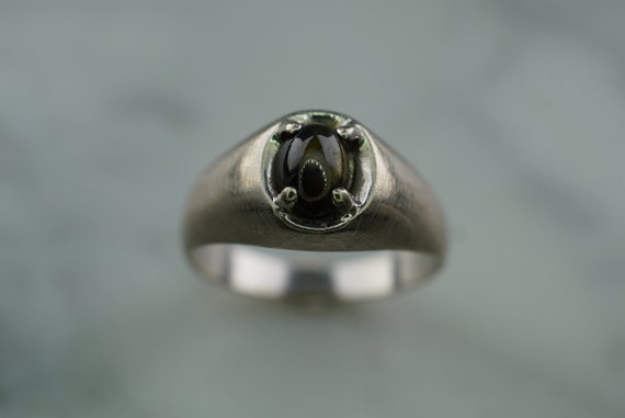 10K White Gold Black Star Sapphire Ring with Brus… - image 5