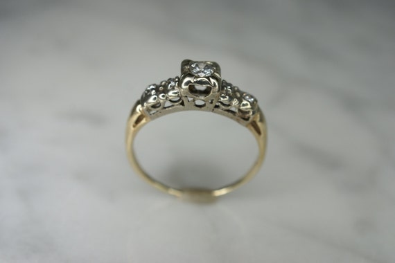 14k Yellow Gold and Diamond Engagement Ring .19 T… - image 3