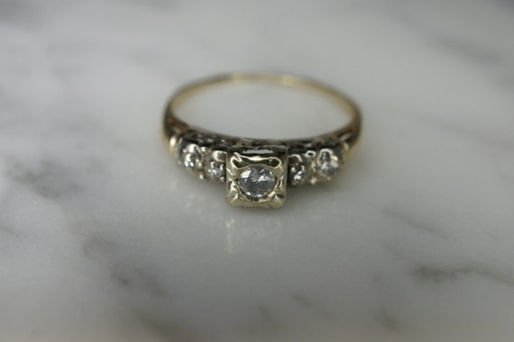 14k Yellow Gold and Diamond Engagement Ring .19 T… - image 2