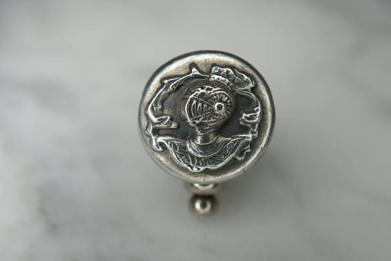 German Sterling Silver Knight's Helmet Tie Tack L… - image 1