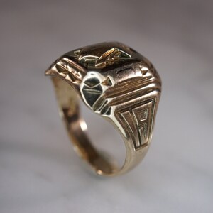 Herff Jones Art Deco Style 10K Yellow Gold Class Ring image 7