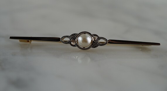 Edwardian 18K Yellow Gold, Pearl, and Rose Cut Di… - image 4