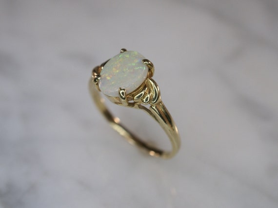 14K Yellow Gold and Australian Opal Ring - image 5