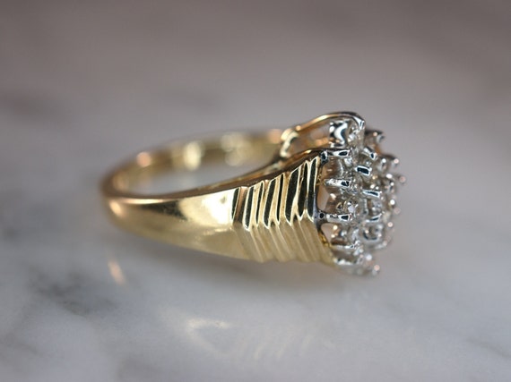 14K Yellow Gold and Diamond Cluster Ring - image 3