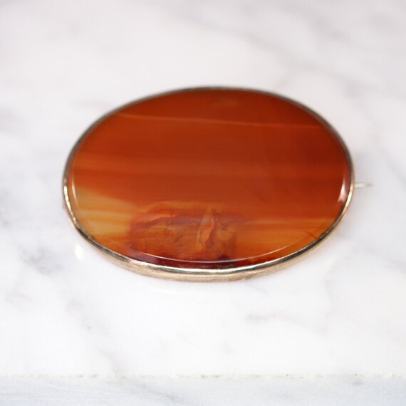 9K Rose Gold and Carnelian Agate pin - image 2