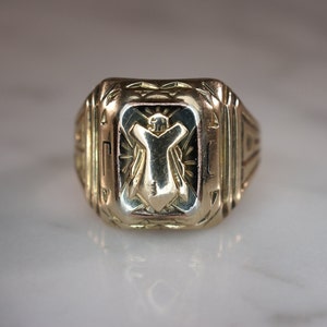Herff Jones Art Deco Style 10K Yellow Gold Class Ring image 2