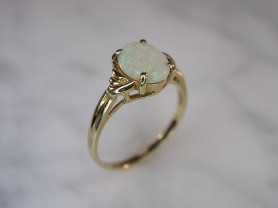 14K Yellow Gold and Australian Opal Ring - image 6