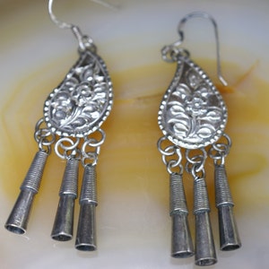 Sterling Hook Drop Earrings with Tassels