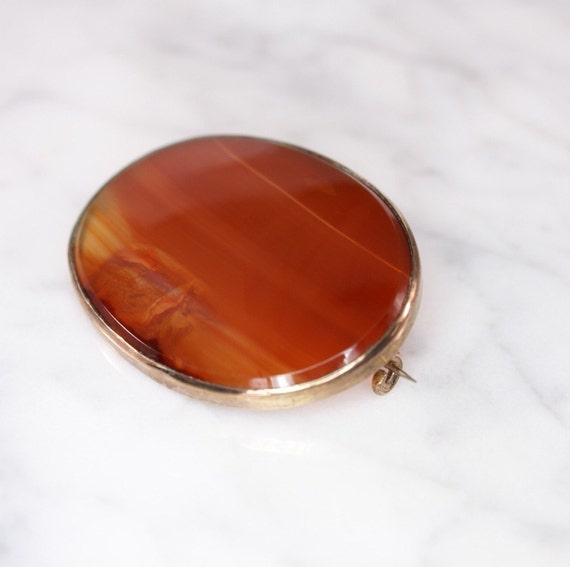 9K Rose Gold and Carnelian Agate pin - image 4