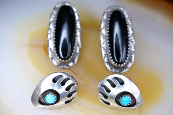 Two Pairs of Sterling Navajo Style Post Earrings … - image 1