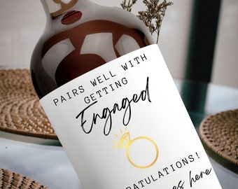 Custom Wine Label - Pairs well with getting engaged