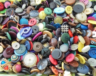 lot of 100 old and new buttons - sewing, creative hobbies