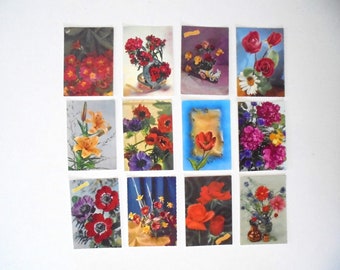 12 flower postcards