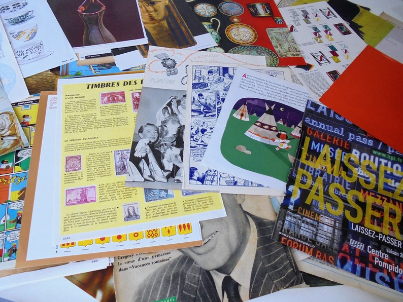 artisanat papiers , pack collage destach 1 kg 100 pages de divers magazines , livres collage , découpage image 2