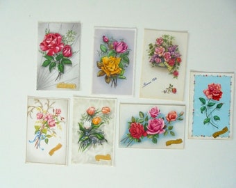 7 small flower postcards / 60s